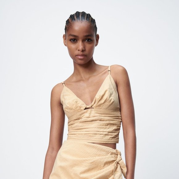 ZARA STRIPED CUT OUT TOP - Picture 5 of 12